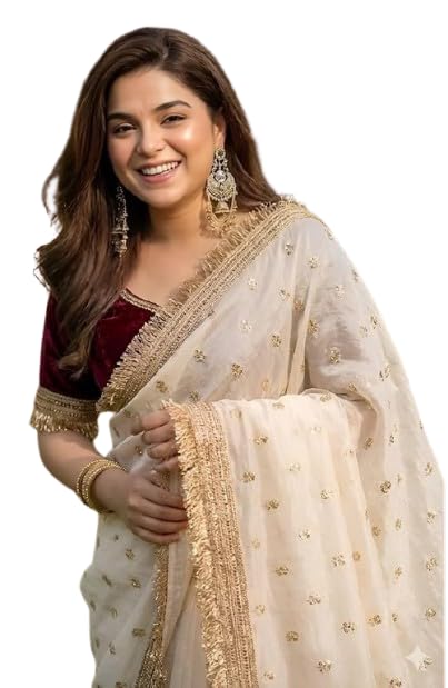 vragi Women's Soft Silk Dual Shade Saree with Embroidery Work & Lace Border With Contrast Embroidery Unstitched Blouse_(FSATTIN CREAM_B_#HC)-picture-40