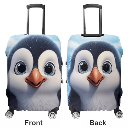 Cartoon Cute Penguin Elastic Luggage Cover Suitcase Protector for 19-32 Inch Suitcases | Universal Stretchable Travel Bag Cover | Anti-Scratch, Washable with Zipper Closure S3