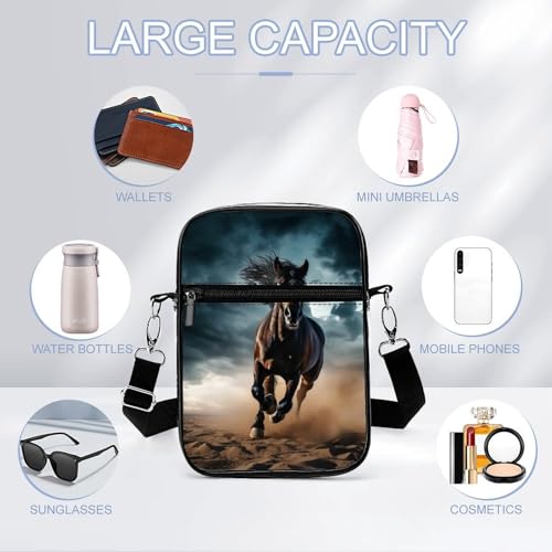 Wild Stallion in Dust Horse Clear Crossbody Bag Stadium Bag Adjustable Side Shoulder Bags Messenger Bag with 2 Compartments3
