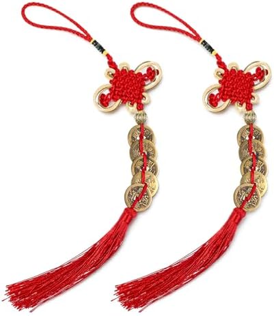 2 Sets Feng Shui Coins, Chinese Coins Car Decor Money Decorations Blessings of Health Happiness Fortune Prosperity and Success (5 Coins/Set)