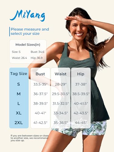 MiYang Tankini Swimsuits for Women 2025 Tummy Control Modest Flowy Two Piece Bathing Suits Top with Pockets Shorts4