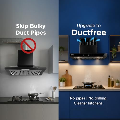 Image of Glen Wall Mounted Ductless Kitchen Chimney 60cm | 1100 CMH | Plug & Play with 2 year comprehensive warranty 7 year on motor | Baffle Filters | 5-way Suction | Touch & Motion Sensor |(CH6052DFMSBFBL60)
