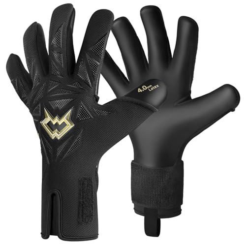 WVVOU Professional Goalkeeper Gloves for Adults and Youth Soccer Goalie Gloves Breathable Soccer Gloves High Performance Guantes De Portero with 4+3mm Sticky Super Grip Latex Palm (Black, 6)
