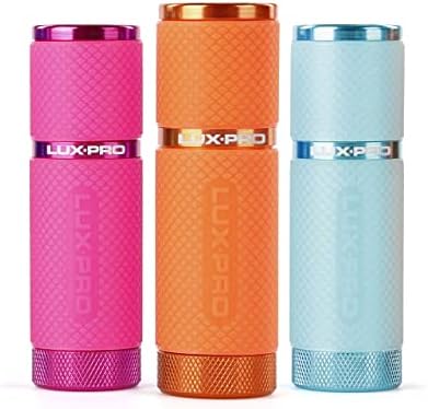 LUXPRO Bright 40 Lumen Gels LED Flashlight - Features Fun Colors and Glow-in-the-Dark Rubber Grip With a Matching Wrist Lanyard - Batteries Included - Pack of 3 - Pink, Orange, Teal