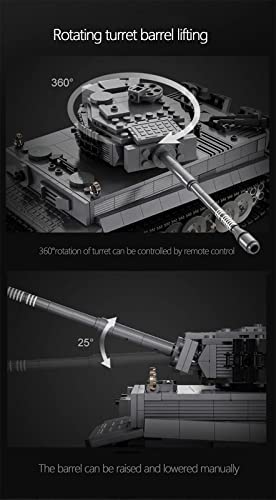 RC Panzer Modellbausätze 2,4 GHz RC World War II Classic Tiger Panzer Modell Set, 925 Stück Bausteine kompatibel mit… – Bild 5