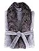 Womens Pocket Velvet Fleece Bathrobe Winter Robe with Faux Fur Trim, Grey