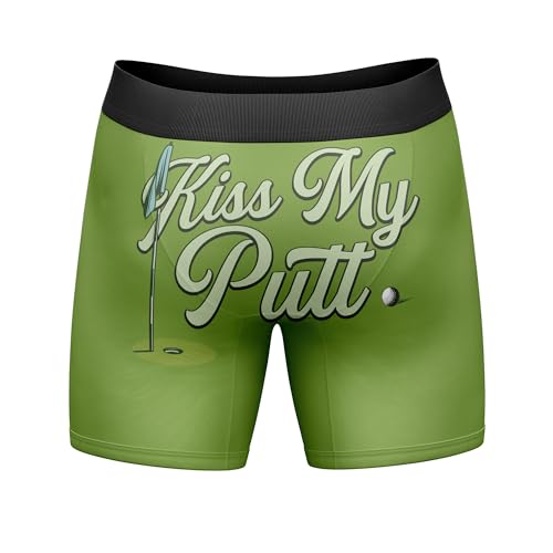 Crazy Dog T-Shirts Funny Golf Boxers for Men &ndash; Kiss My Putt Graphic Design &ndash; Soft Stretch Fabric...