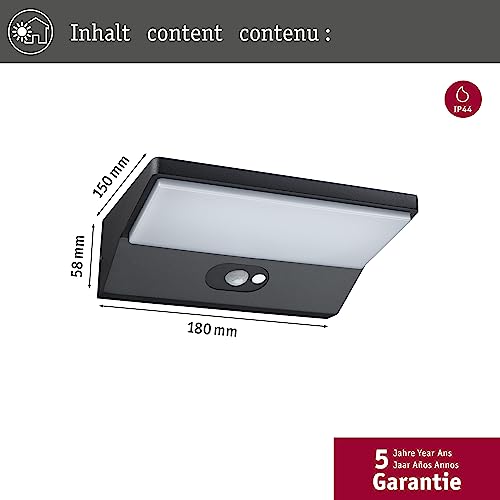Paulmann LED Outdoor Wall Luminaire IP44 Warm White 3000K 7.4W Dark Grey Alu Garden Lamp, Darkgray, 9W - Image 2