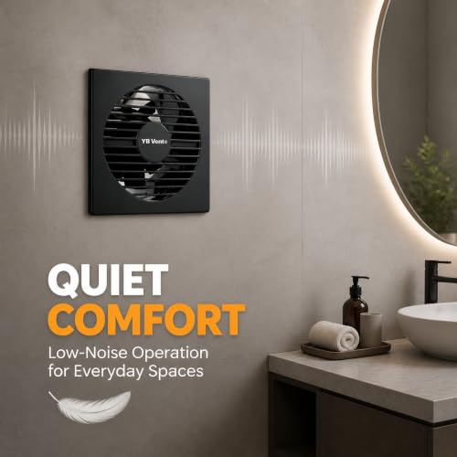 Image of 6 Inch Black Exhaust Fan for Bathroom, Kitchen & Office | 150mm Adjust Fan