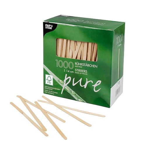Papstar Rührstäbchen Holz Pure 10 x 1000 Stück