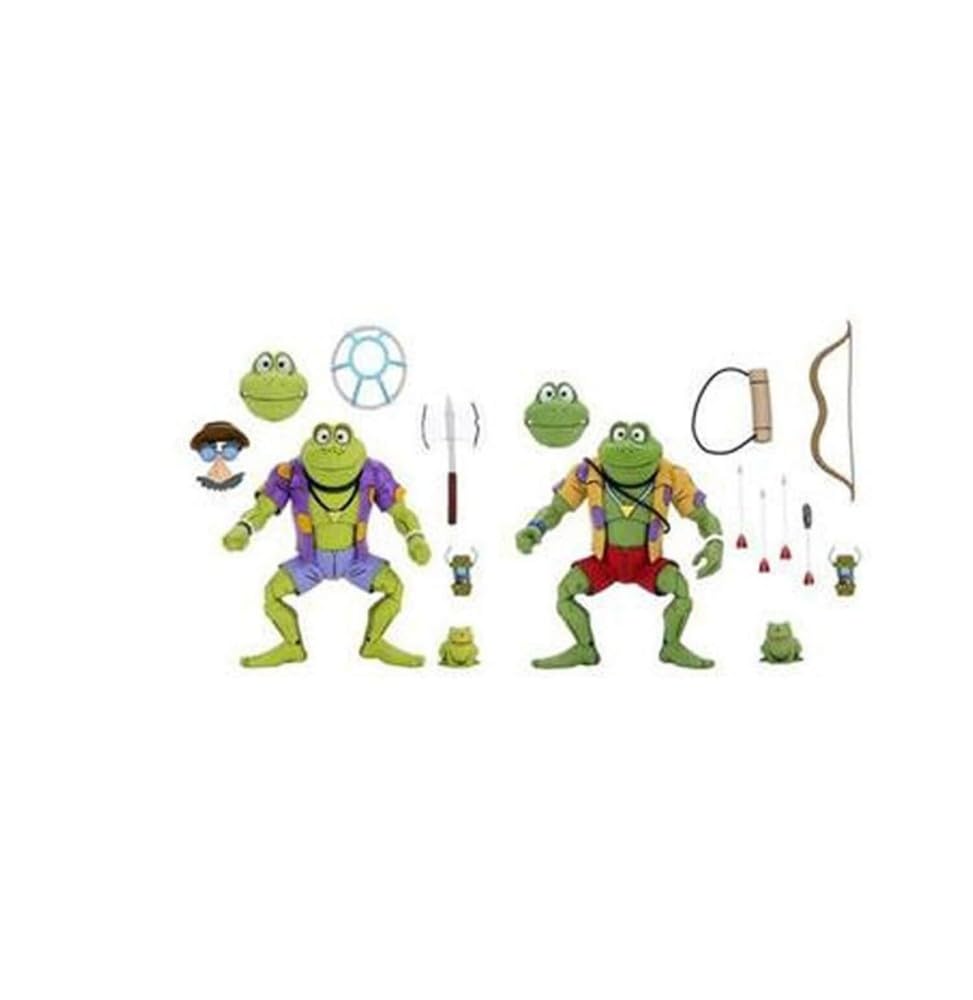 NECA Teenage Mutant Ninja Turtles 7" Scale Genghis & Rasputin Frog Collectible Action Figures Set