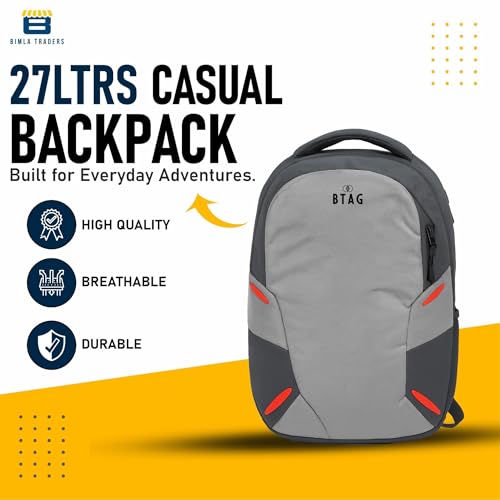 Image of Btag 27Ltrs Stylish Laptop & Casual Backpack | Water-Resistant, Comfortable, Lightweight & Trendy | Large Storage, Smooth Zippers, Spacious & Travel-Friendly | Ideal for Work, Study & Daily Use