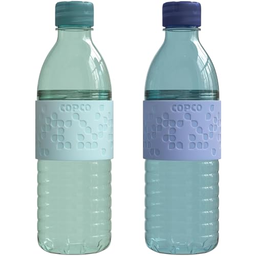 Copco Hydra 16.9oz Water Bottle, Set of 2 – Non-Slip Sleeve & BPA-Free Tritan Plastic – Dishwasher Safe, Reusable To Go Bottle – Leak-Proof, Spill-Proof, Portable Water Bottle (Light Blue & Purple)