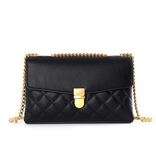Crossbody Bags With Chain For Women Double Pocket Fashion Leather Black Handbag Shoulder Bag Quilted Designer Mini Bags