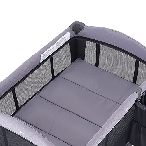 Pamo Babe Portable Baby Nursery Center Baby Playard, Foldable Baby Crib With Changing Table & Wheels(Grey) #TOP5