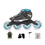COMY Inline-Skates Gr 35~44,Kohlefaser Speed-Skates für Damen,Herren und Kinder, Skat Skating Schuhe Aluminium-Schiene und Gemütlich Hochgeschnittene Manschette Liners,Schwarz,40