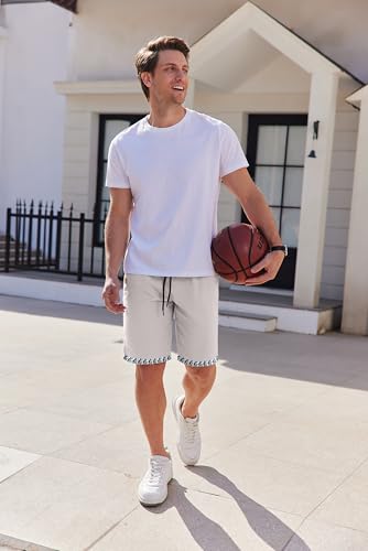 Image of COOFANDY Mens Casual Shorts Cotton Elastic Waist Drawstring Shorts Lightweight Summer Beach Shorts