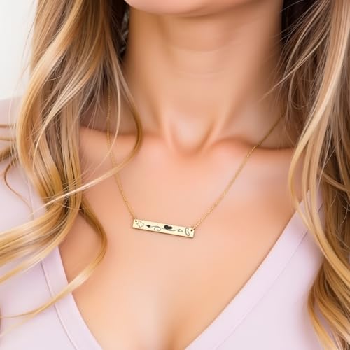 Personalized Long Distance Relationship Necklace Custom State-to-State or Country-to-Country Engraved Bar Pendant, Handmade Bridesmaid Gift Jewelry for Couples, Friends, Deployment, Farewell Gifts2