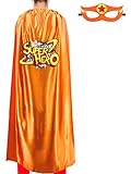 iROLEWIN Adults Superhero-Cape and Mask for Women Men Super-Hero Costumes Spirit Day Team Dress-up-Halloween Party Favors (Orange)