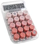 Mechanical Switch Calculator with 10 Digits Large LCD Display, Cute Basic Calculator with Big Button Anti-Slip Pad, Transparent Body, for Home Business School Office Desk - Blue