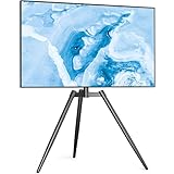 Rfiver Artistic Easel TV Tripod Stand for 32 to 65 Inch LCD LED Flat Curved Screens up to 77 lbs, Swivel Minimalist TV Stand for Corner, Studio Display, Height Adjustable Floor TV Mount Stand, Black