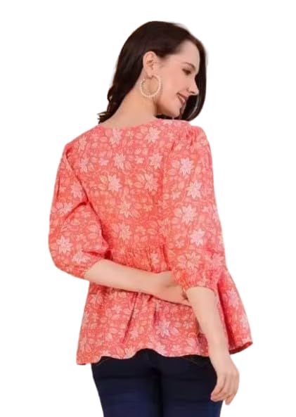 Image of Women's Kurti|Stylish Kurti for Women|Designer Kurti|Ethnic wear for Women|Kurta for Women|kurtiOrange top New P B47
