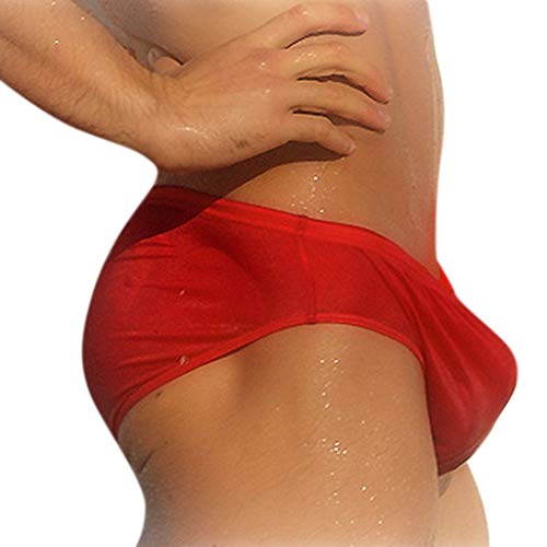 Mymyguoe Bañador clásico para hombre tanga apretado corto bañador bañador sexy bañador transpirable ropa interior verano playa tabla pantalones cortos natación ropa interior tangas, rojo, XL