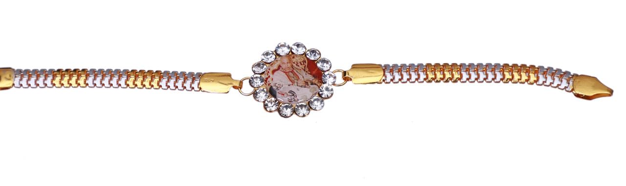 ADITYA GIFT GALLERY | Jai Guru Ji Maharaj Handmade Golden+Silver Bracelets for Men and Women/Guruji Bracelet Swaroop Blessing of Guruji | Guru Ji swaroop Bracelet in chain style (B0DBGJWCVK) Amazon Price History, Amazon Price Tracker