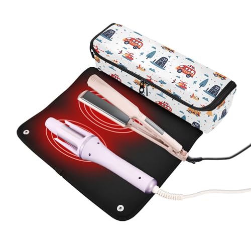 Bolsa de viaje resistente al calor Police Car Marble para herramientas de cabello como planchas y rizadores miniatura 2