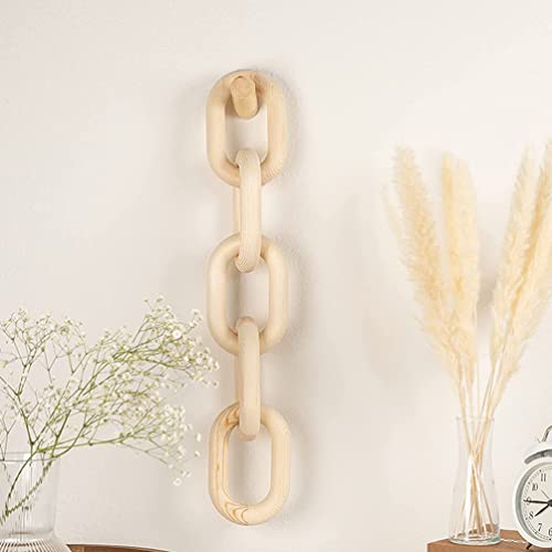 Beavorty Decoração de Elo de Corrente de Madeira: Elo de Madeira Rústica Decorativo 5 Elo de Corrent