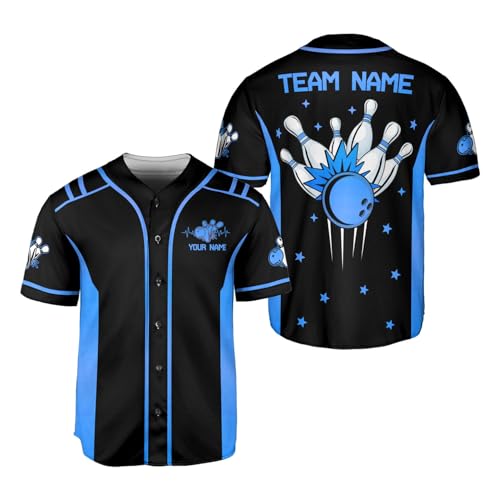 Personalized Bowling Baseball Jersey, Custom Name & Team Bowling Shirt, Uniform for Bowling Team, Bowling Lover2