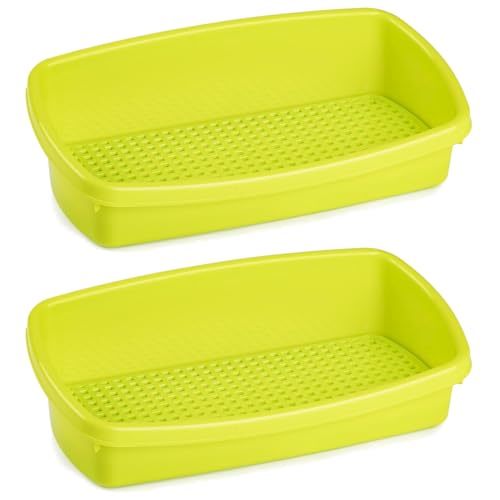 ACAN Tradineur - Pack de 2 Estropajero de plástico con Rejilla extraíble - Recipiente para estropajos, Cocina, Ligero y Resistente - Fabricado en España - 8 x 26 x 13 cm - Color Amarillo