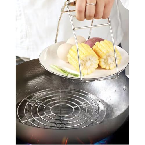 2 Stück Kochständer Runde,Edelstahl Einlegerost Kochständer,dämpfeinsatz,dampfeinsatz für Topf,topfuntersetzer Metall,Zubehör für Töpfe für Backen Kochen Braten