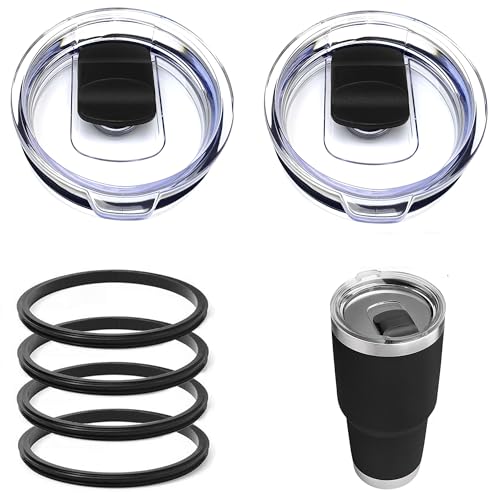 32 oz Replacement Lid for Yeti Lids, Splash Resistant 32 oz Straw Mug, BPA Free with 4 Silicon rubber Gaskets O-Ring (2 Pack)