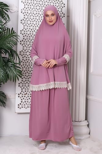 Image of Muslim Dresses for Women, Two-Piece Long Sleeve Islamic Prayer Dress, Hijab