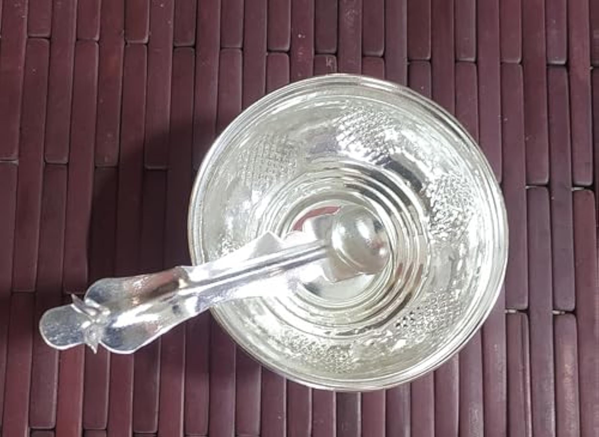 Plated Metal Pooja Bowl with Spoon for Rituals