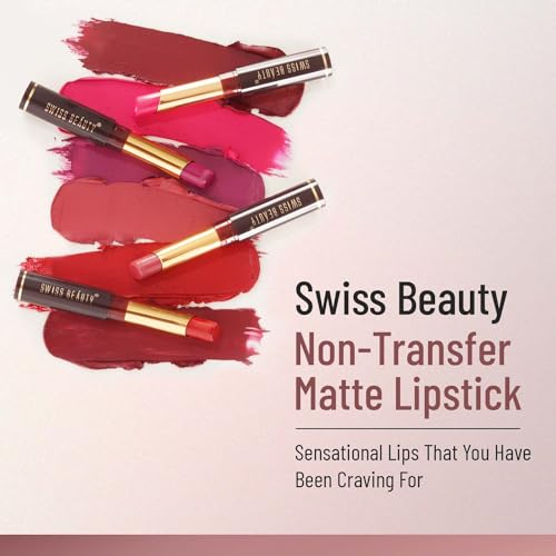 Image of Swiss Beauty Non-Tranfer Matte Lipstick, Smooth & Waterproof, Mauve Blush, 2g