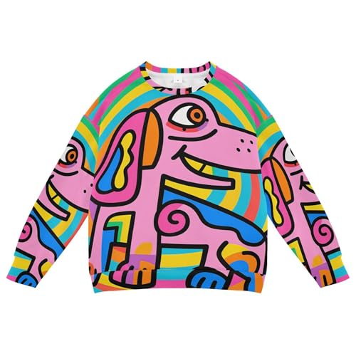 Wudan Colorful Dog Art Big Boys Sweatshirt Hoodie Fleece Outerwear