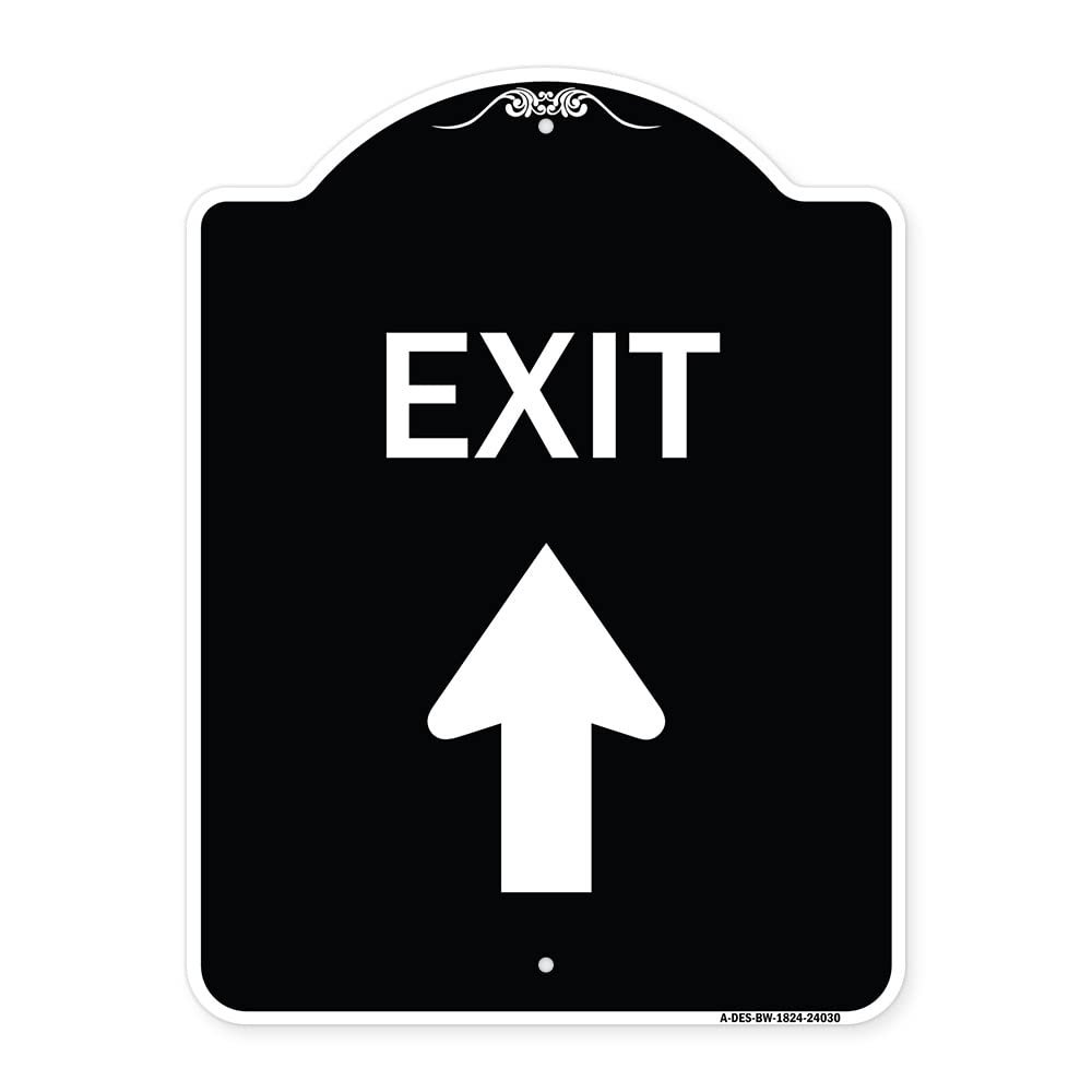 Photo 1 of SignMission Designer Series Sign - Exit Sign Exit with Up Arrow | Black & White 18" x 24" Heavy-Gauge Aluminum Architectural Sign | Protect Your Business & Municipality | Made in The USA