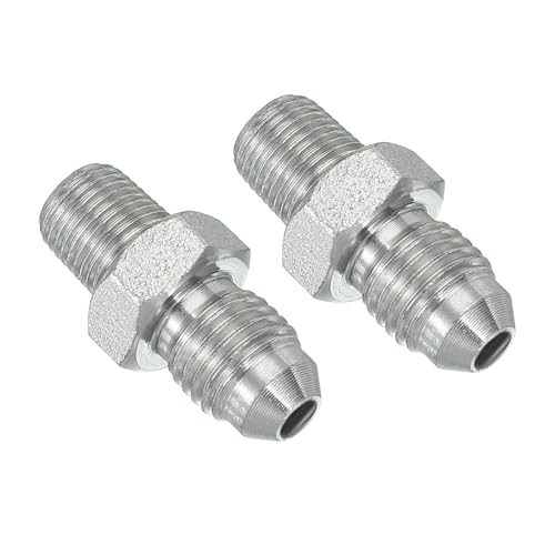 Image of PATIKIL Pipe Adapter Connector 7 /16 inch Male 74 Flare JIC x 1 /8 inch Male R Pipe Fitting 2 Pcs Oil Feed Restrictor Fitting Hydraulic Connector for Oil Steam Water Pipelines System