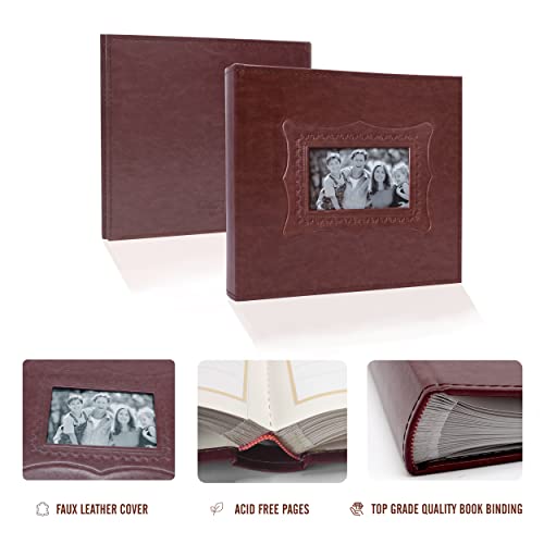 Holoary Photo Album 4X6 160 Photos, Pu Leather Cover Vintage Embossed 3D Picture Frame, Photo Album For Family Travel (Reddish Brown) #TOP2