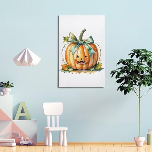 Poster citrouille d'Halloween aquarelle pour décorer une chambre esthétique
