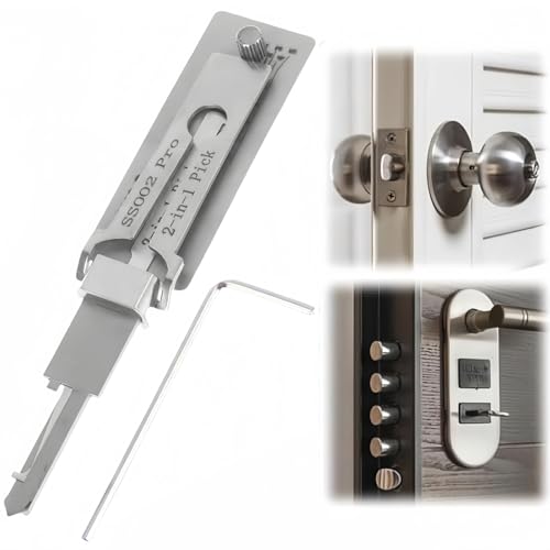 Etilku 2-in-1 Lock Set, Locksmith Tools, Key Decoder, Lock Picking Tool, Stainless Steel, Suitable for Various Locks, Easy to Use
