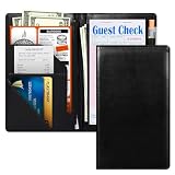IMonnei Server Book Expandable Server Books for Waitress Black Waitress Book PU Leather Server Book with Zipper Pocket Practical Serving Book Cute Waitress Accessories Fit for Server Apron