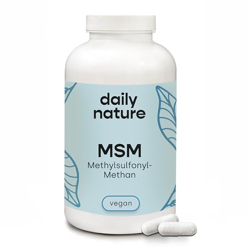 dailynature MSM Kapseln hochdosiert | 1600 mg MSM Pulver pro Tagesdosis | 365 Kapseln | Nahrungsergänzungsmittel mit Methylsulfonylmethan | vegan & ohne Zusätze | glutenfrei | laktosefrei