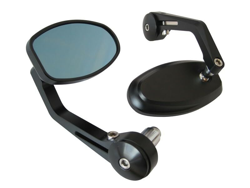 Round 22 mm handlebar bar-end mirror, chromed aluminium, universal