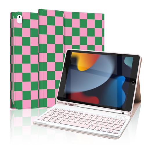 Mewealth (�~�[�E�F���X) iPad ��9���� / ��8���� / ��7���� 10.2�C���`�p �L�[�{�[�h�P�[�X �y���V���z���_�[�t�� ���O���\�ȃL�[�{�[�h�J�o�[ iPad Pro 10.5�C���` / iPad Air 3rd�p �`�F�b�J�[�`�F�b