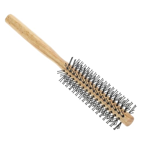 DINHEAROM Kleiner Runder Haarstyling Pinsel aus Holz Hochwertige Nylonborsten für Lockiges Haar für Müheloses Styling und Volumensteigerung