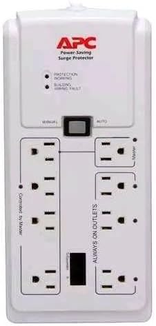 APC P8GT 8 Outlets 120V Power-Saving Home/Office SurgeArrest with Phone Protection White