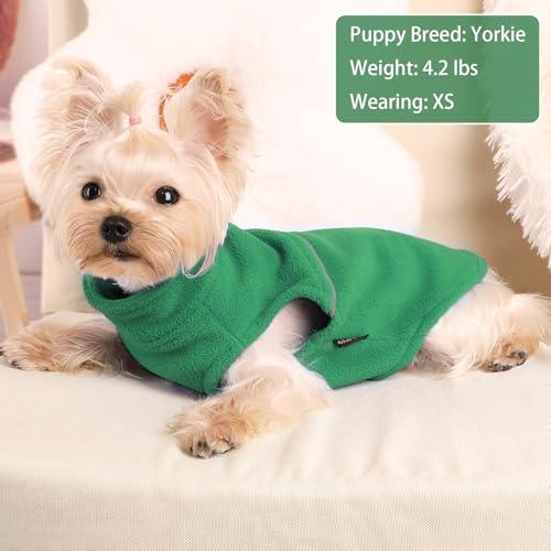 Image of Dog Sweaters for Small Dogs Fleece Vest Dog Clothes Boy Girl, Warm Pullover Fleece Doggie Jacket, Winter Pet Ourfit Chihuahua Sweater - Yorkie Clothes, Green, XXS